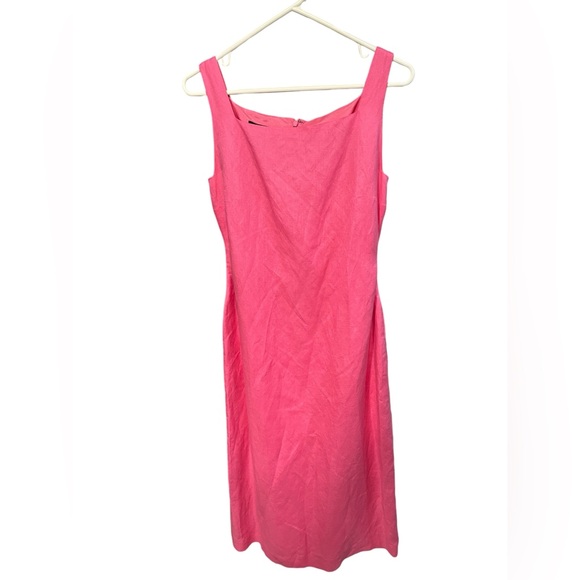 Cynthia Howie Dresses & Skirts - Cynthia Howie Vintage Bubblegum Pink Linen Square Neck Sleeveless Dress-Size 8